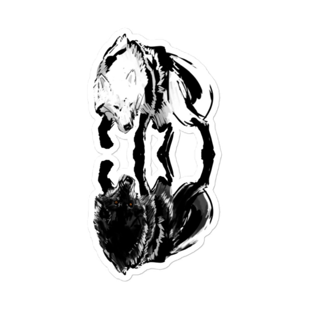 Wolf Stickers, Dual Wolves Sticker, Yin Yang Etsy