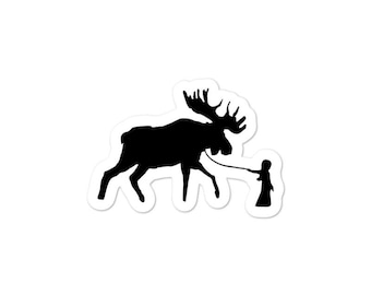 Älg och flicka silhuett klistermärke - bubbelfri vinyl