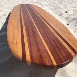 Hand shaped sepele ribbon mahogany and old growth Florida cypress surfboard wall art surfboard sign surfboard decor