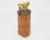 Brown Limoges Golf Bag Chamart Porcelain Trinket Box Limoges France Stash Box Wedding Ring Box