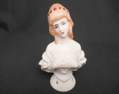 German Half Doll Pin Cushion Porcelain 5580 Germany Hand Painted