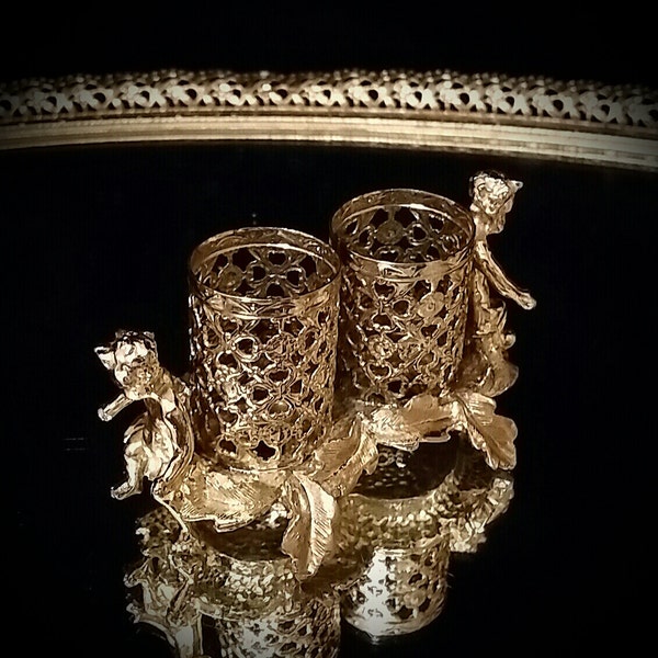 Angel Cherub lipsticks Cosmetic Holders Hollywood Regency Art Nouveau Makeup Organizers