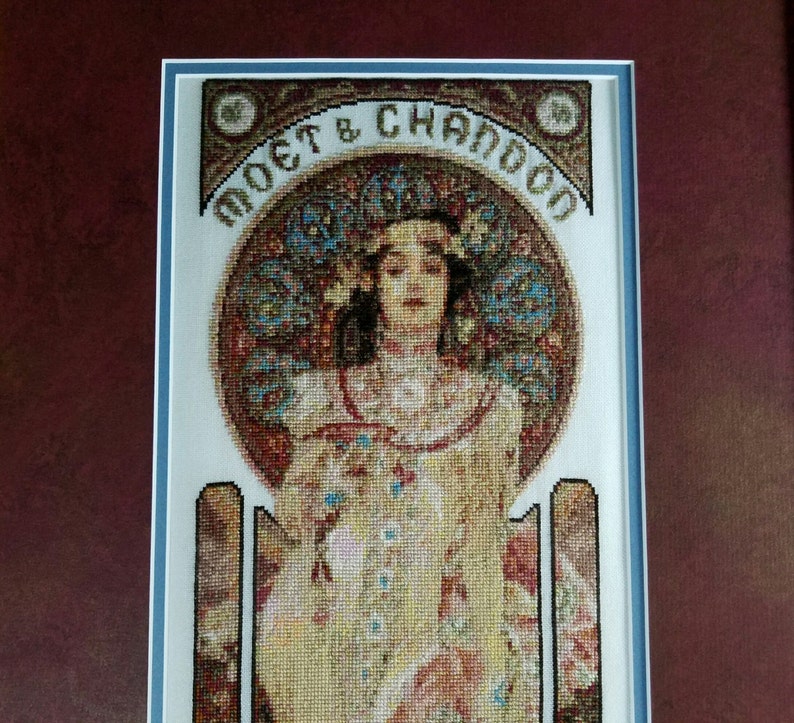 AMAZING NEEDLEPOINT Framed Needlepoint Art Nouveau Cross | Etsy