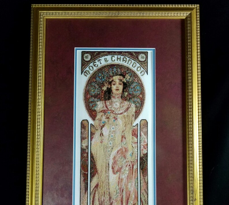 AMAZING NEEDLEPOINT Framed Needlepoint Art Nouveau Cross | Etsy