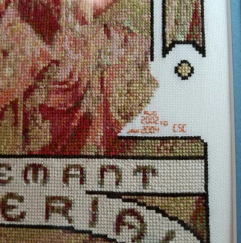 AMAZING NEEDLEPOINT Framed Needlepoint Art Nouveau Cross | Etsy