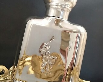RARE Full Bottle Silver Ralph Lauren Polo Cologne Crystal Metallic Metal  Bottles Collectible Perfume