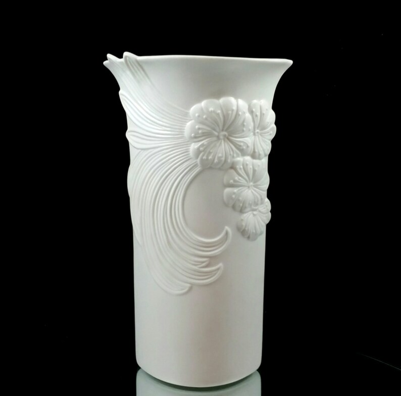 Kaiser Porcelain Vase Art Deco White Bisque German Pottery Urn Etsy