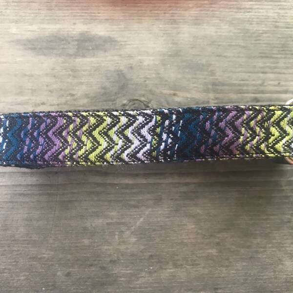 Blue Purple and Green Chevron Stripe Boho Dog (or Cat) Collars & Leashes