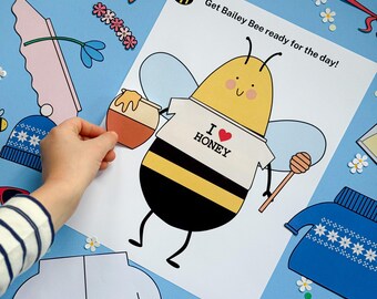 Bee Busy Book Printables - Toddler Learning Activities - Bee Printable Activities - Bee Activities - Bee Paper Doll