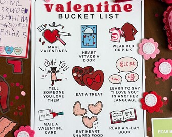 Valentine Bucket List for Kids - Kids valentine activities - Valentine's Day Family Activity -Printable Valentine's Day Bucket List