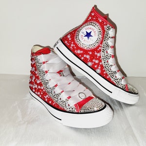 Bling Crystals and Red Pearls Converse