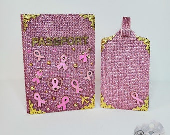 Pink Ribbon Charm Passport Cover set