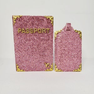 Bling Glam Pink Passport Cover and Luggage Tag Set