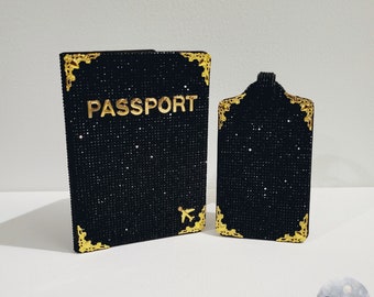 Bling Glam Black Passport Cover set