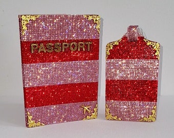 Bling Valentines Stripped Passport Cover set