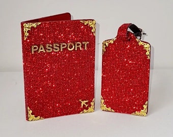 Bling Glam Red Passport Cover set