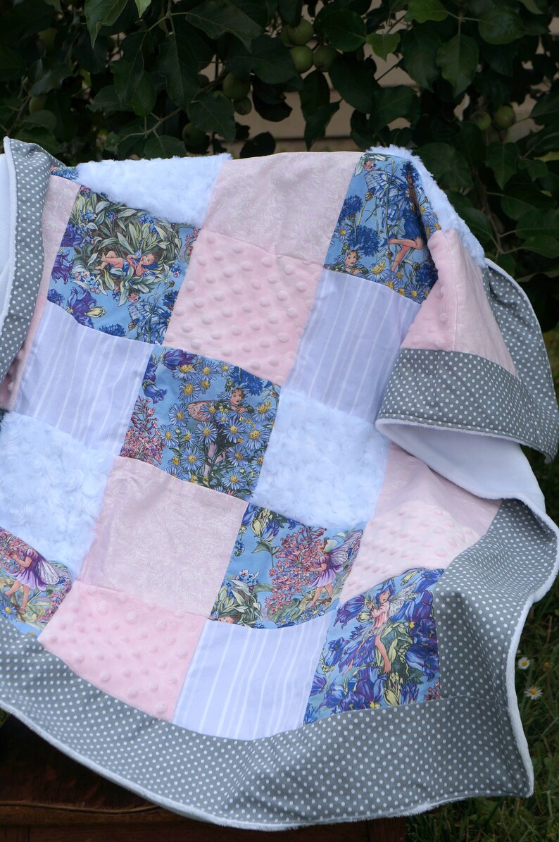 Baby Keepsake Flower Fairy Baby Blanket Lavender Pink Baby Blanket Baptism Gift Purple Baby Girl Shower Gift Minky Blanket