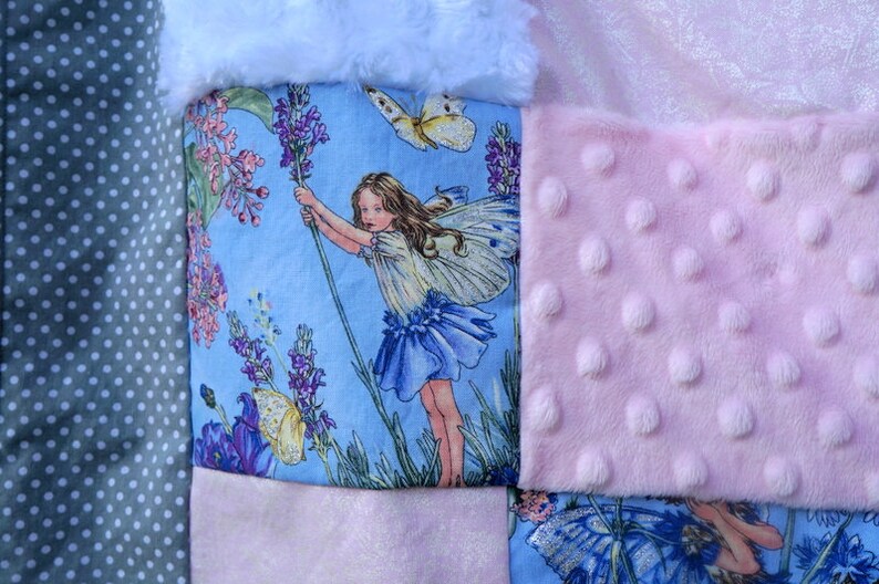 Baby Keepsake Flower Fairy Baby Blanket Lavender Pink Baby Blanket Baptism Gift Purple Baby Girl Shower Gift Minky Blanket