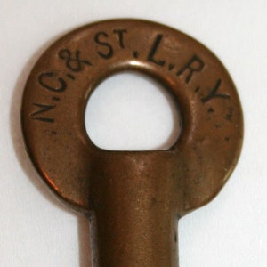 Vintage Nashville Chattanooga & St Louis Railway NC STL Railroad Brass Key