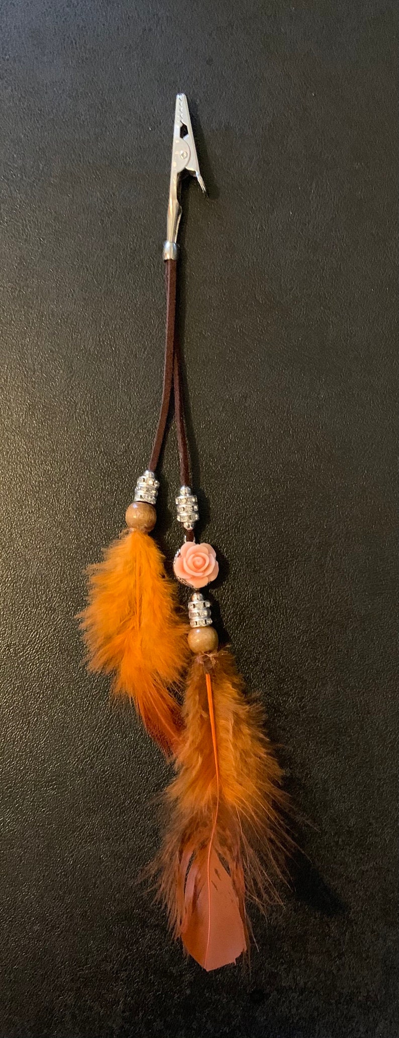 Rose feather hair clip roach clip