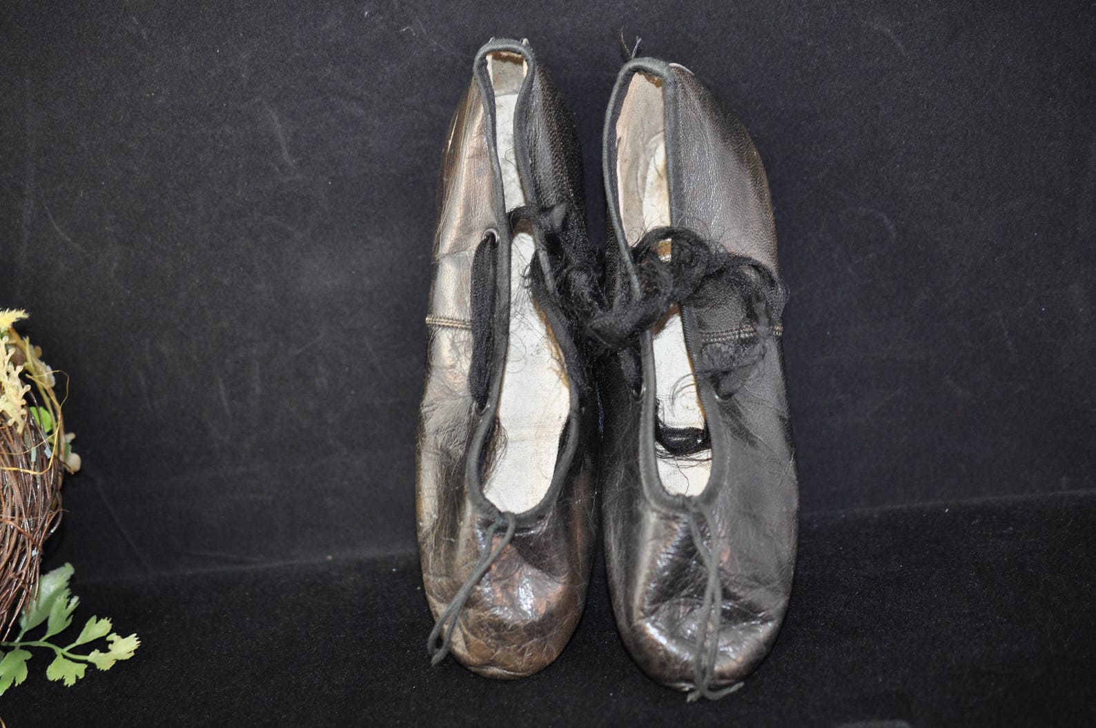 vintage leather ballet shoes, 1950's antique shoes, children clothing, size 13 1/2, great for display, leather bottom, black vintage leather ballet shoes, 1950's antique shoes, children clothing, size 13 1/2, great for display, leather bottom, black