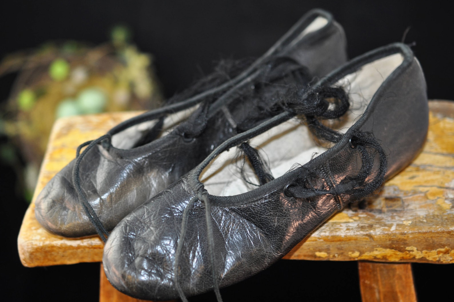 vintage leather ballet shoes, 1950's antique shoes, children clothing, size 13 1/2, great for display, leather bottom, black vintage leather ballet shoes, 1950's antique shoes, children clothing, size 13 1/2, great for display, leather bottom, black