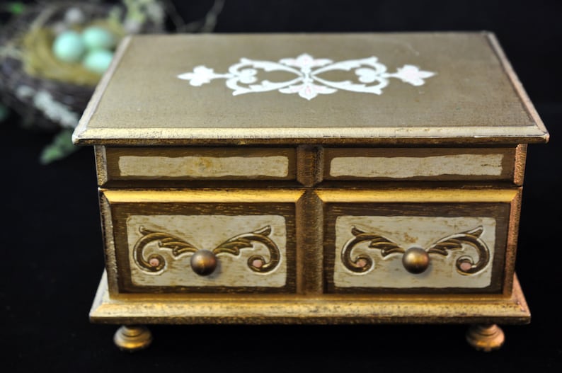 With a mirror inside Wonderful Gift Jewelry Box Make up box #1986 Great Florentine We have more to select from Musical