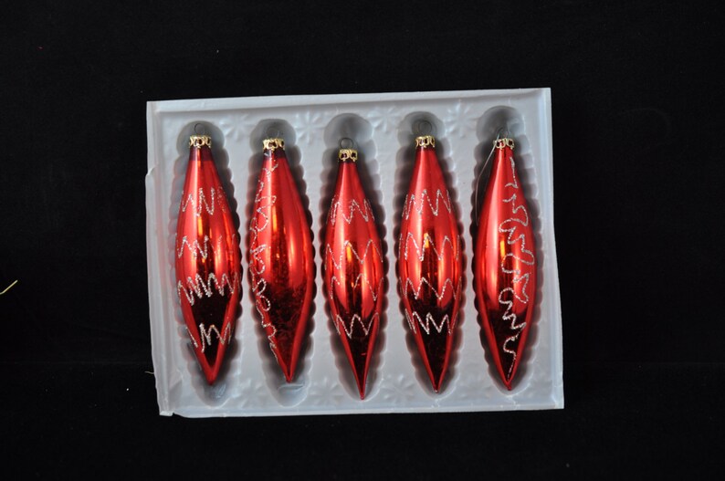 Made in Colombia 1950/'s Ornaments #39 We have more Red 5 Great Pointed Ornaments Box of Ornaments