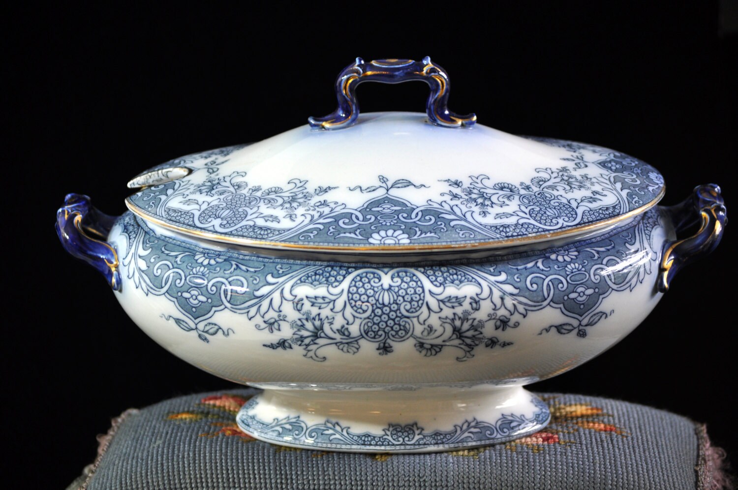 Flow Blue Soup Tureen Royal Doulton Antique English china Etsy