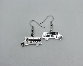 Silver School Bus Earrings