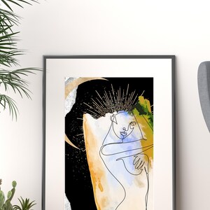 Abstract Watercolor Woman Line Drawing