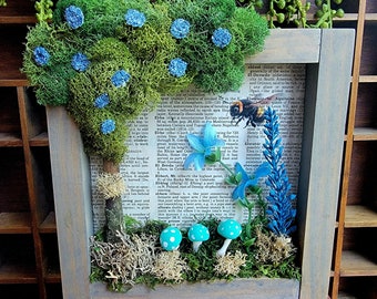 Escena natural de casa de hongo rojo en miniatura, decoración de cabaña, decoración de duende, escena de jardín de hongos, decoración de hongos, decoración de bosque