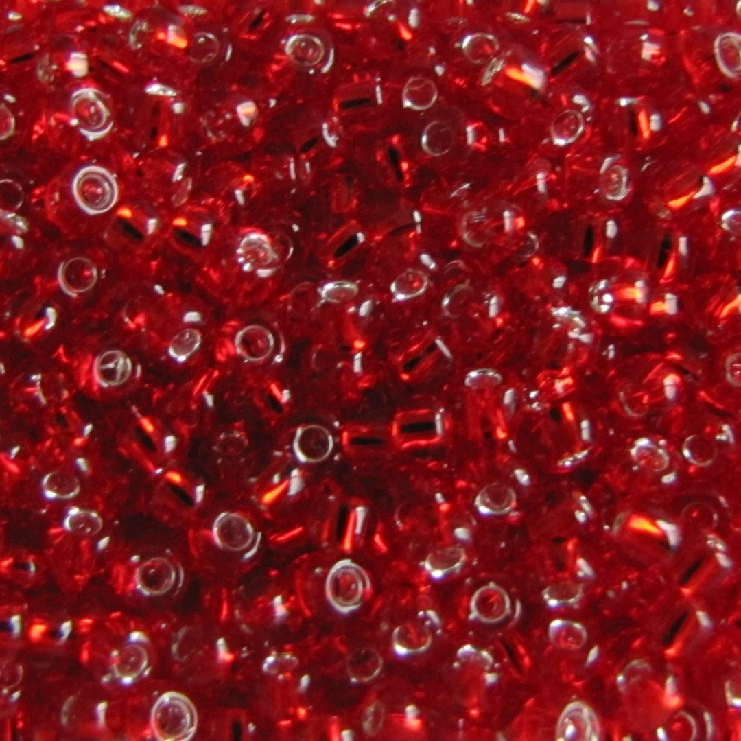 8/0 Silver Lined Red Seed Beads, 20 Grams Seed Beads, 4952 Red Seed
