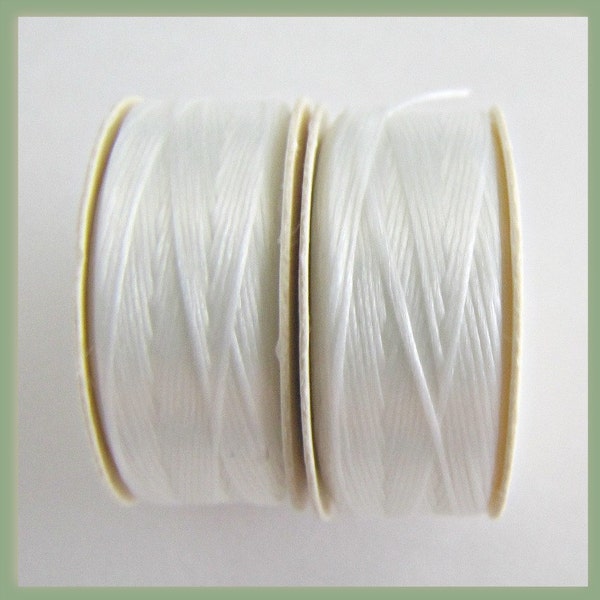 White Thread,  size D Bobbin, Nymo Seed Beading, Nylon Beading Thread, White Bobbins, Beadweaving Thread, Sewing Thread, Item #119