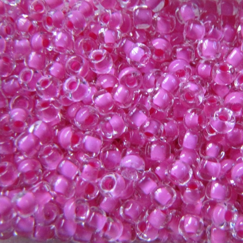 Hot Pink Inside Color 8294 , 20 grams, 8/0 Pink Seed Beads, Japanese Glass seed Beads, Jewelry Making, Beading image 1
