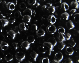 Black Seed Beads, 6/0 Opaque Seed Beads, Rainbow Black Seed Beads, Black Opaque Rainbow, 20 grams,  #5221 Japanese Seed Beads Item #342