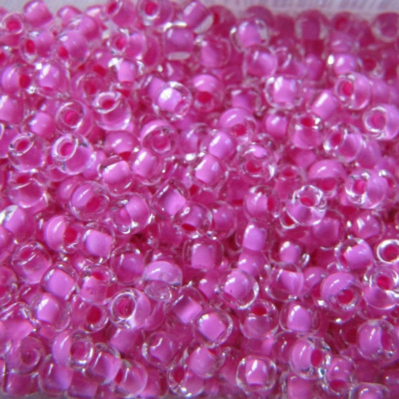 Hot Pink Inside Color 8294 , 20 grams, 8/0 Pink Seed Beads, Japanese Glass seed Beads, Jewelry Making, Beading image 2