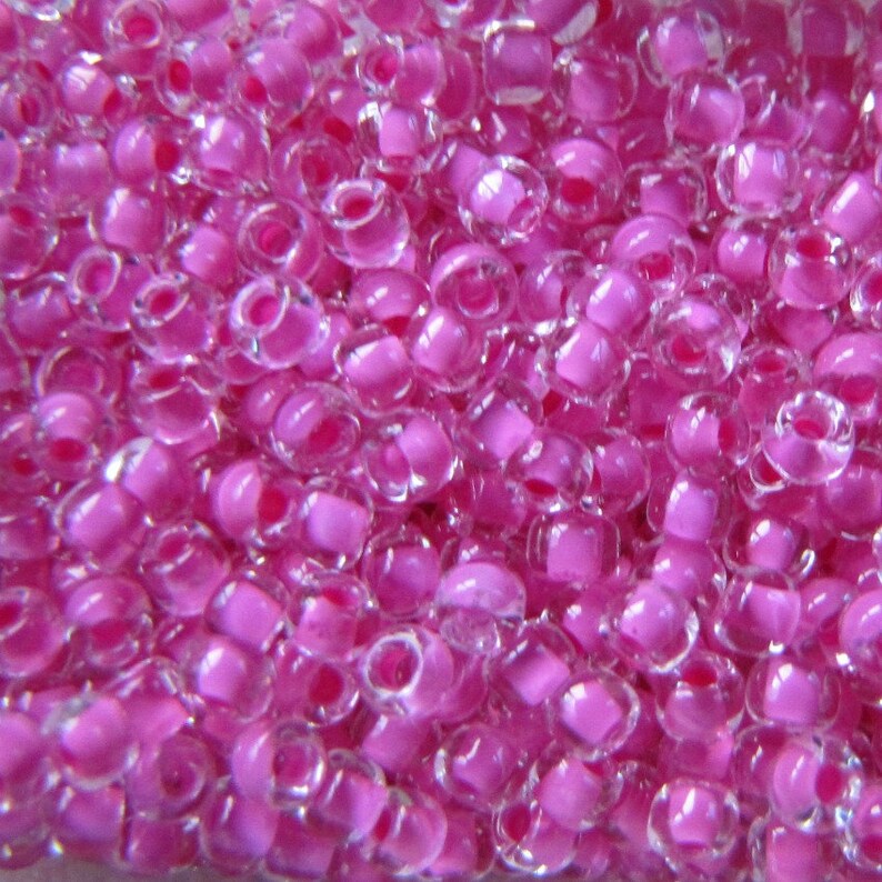 Hot Pink Inside Color 8294 , 20 grams, 8/0 Pink Seed Beads, Japanese Glass seed Beads, Jewelry Making, Beading image 4