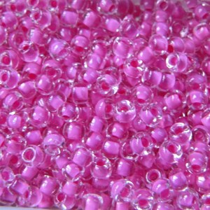 Hot Pink Inside Color 8294 , 20 grams, 8/0 Pink Seed Beads, Japanese Glass seed Beads, Jewelry Making, Beading image 3