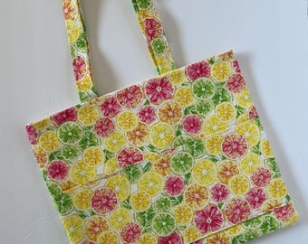 Sac fourre-tout imprimé agrumes, sac de projet, sac de livre