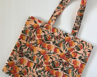 Sac fourre-tout orange à imprimé papillons, sac de projet, sac de livre