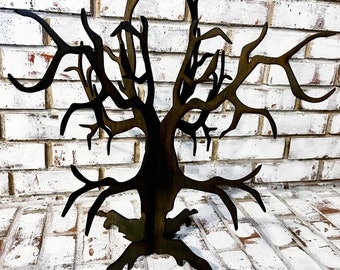 Haunted Tree, Halloween Tree, Scary Tree, Tabletop Halloween Decor, Halloween Decor, 3D Freestanding Wood Tree, Wood Tree, Black Tree