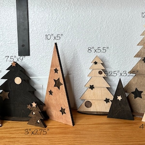 Set of 5 Wood Christmas Trees