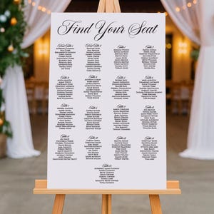 Personalized Wedding Seating Chart Sign: Modern Minimalist Table Assignment