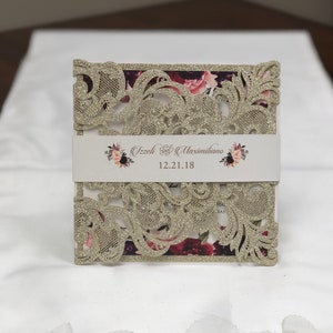 Gorgeous Wedding Invitations, Custom Invitations, Laser Cut Invitations, Square Invitations, Glitter Wedding Invitations, More Colors