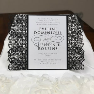 More Colors Lace Laser Cut Wedding Invitations Black and White Wedding Die Cut Laser Cut Black Glitter Laser Cut