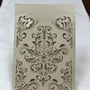 Damask Laser Cut Pocket ONLY - DIY Wedding, Quinceañera, Bat Mitzvah - Champagne Shimmer Pocket Marsala Pocket Jacket - no inserts