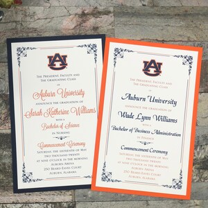 Auburn University Graduation Invitation or Announcement, Custom (Any University) Degree Layered Announcements AU Tigers War Eagle Party Card