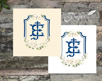 Cream Rose Crest Roses Navy Wedding Personalized Cocktail Napkins, Special Events, Bar, Cake Custom, Party, Rehearsal