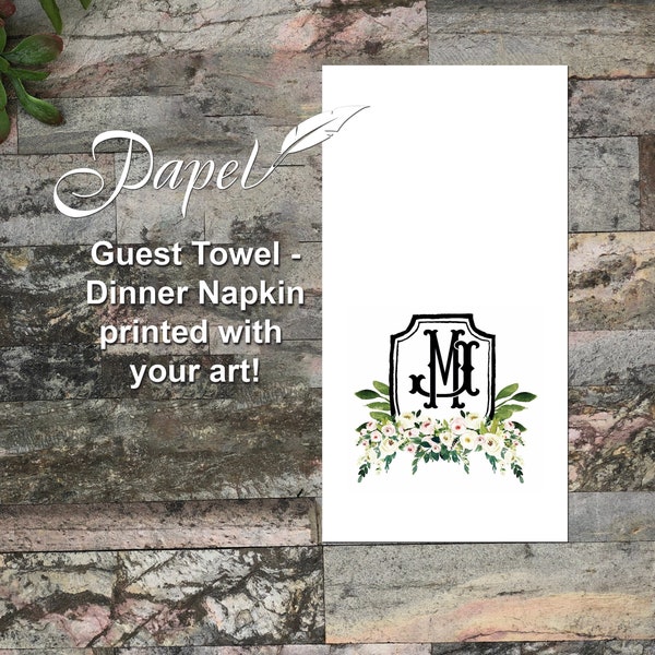 100+ Guest Towels Full Color Printing, Personalized Napkins, Dinner Napkins, Rectangular Napkins, Printed with Your Art or Photo